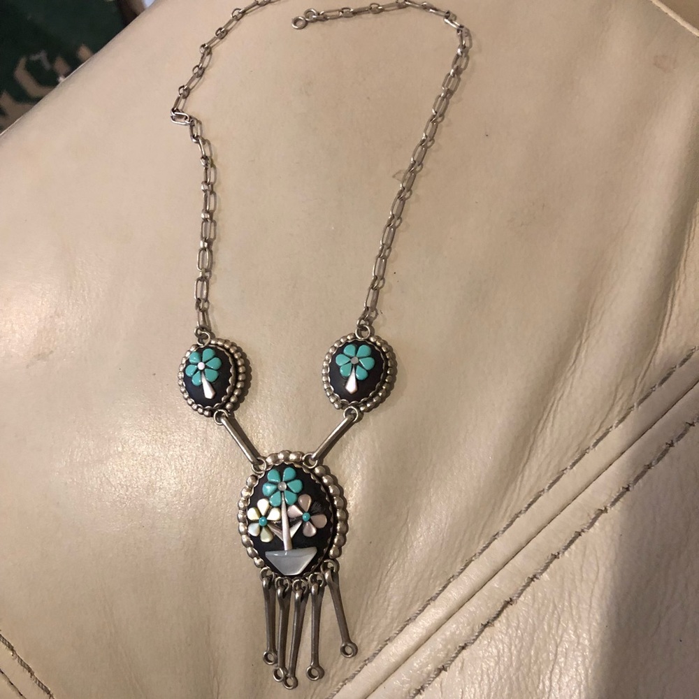 Stunning vintage Zuni sterling necklace